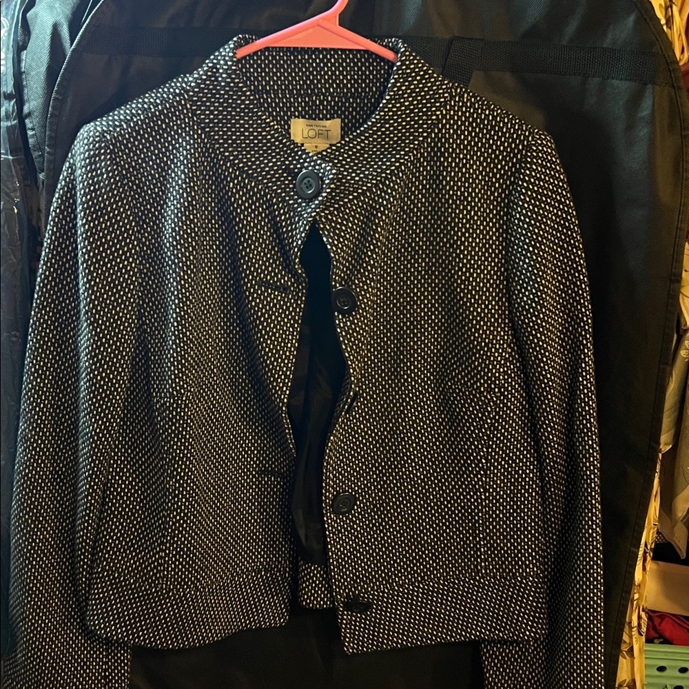 LOFT Black and White Textured Jacket
